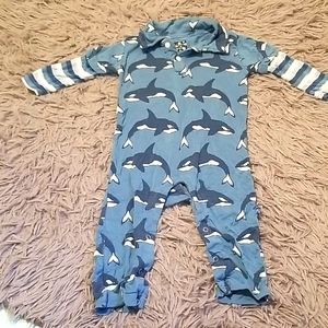 Kickee Pants Polo Romper Blue Moon Orcas